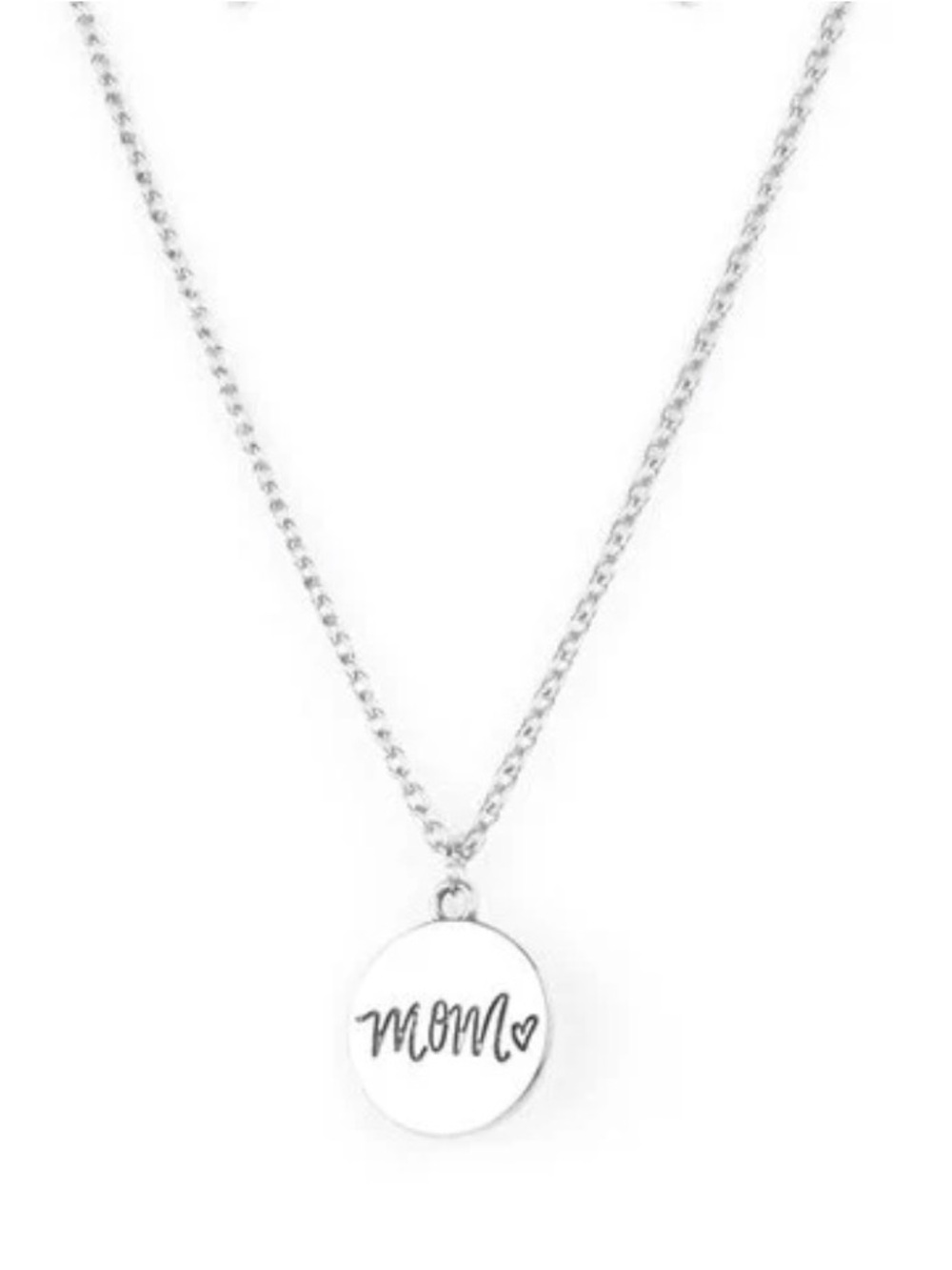 Silver Mom Heart Dainty Pendant Necklace